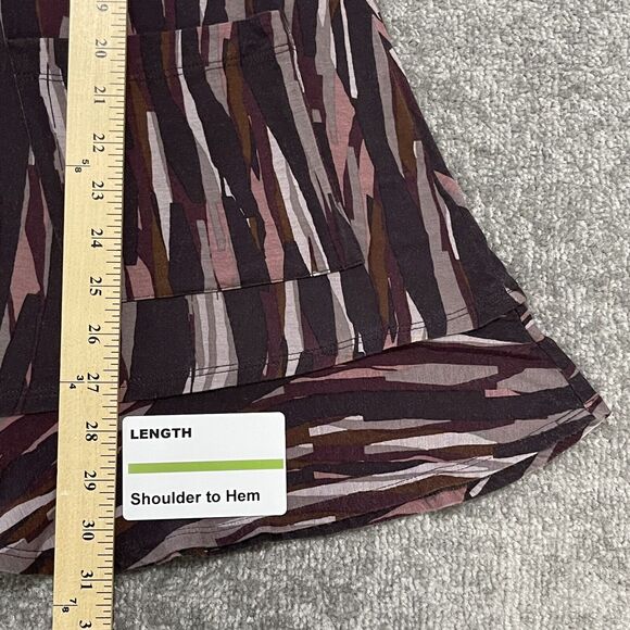 LOGO Tunic Top Women L Purple Pink‎ Print Pockets Ruffled Hem Knit Soft E24 - Picture 13 of 15